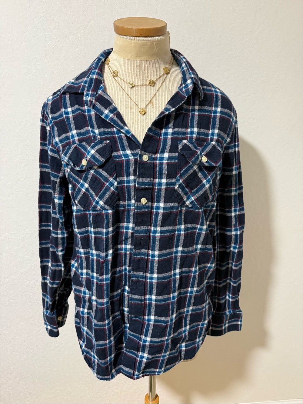 American Rag Navy & Light Blue Plaid Flannel